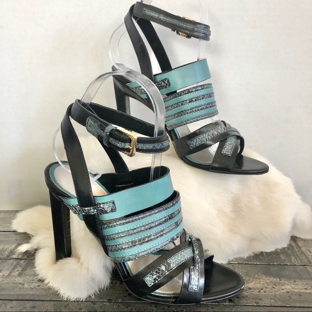 Jason Wu Python Snakeskin-Trimmed Heel Sandals - image 2